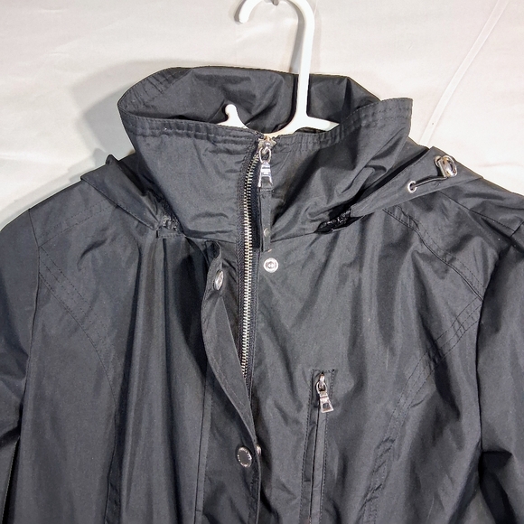 Women's Small London Fog "Bells and Whistles" Black Mesh Lined Rain Jacket/Coat - Picture 11 of 14